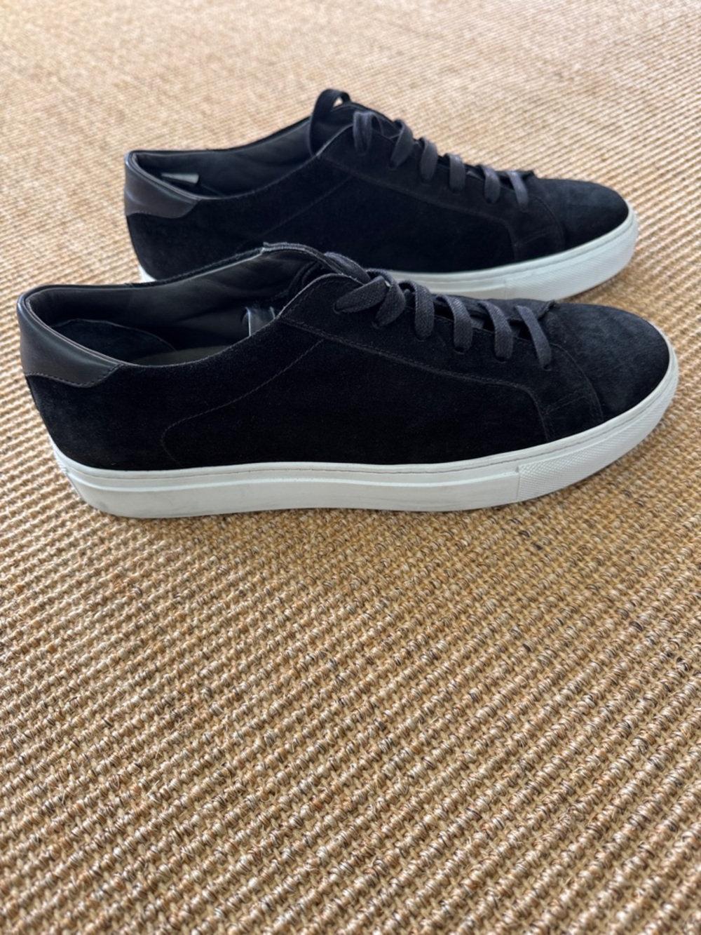 To Boot Men's Black Suede Low-Top Sneakers with White Sole